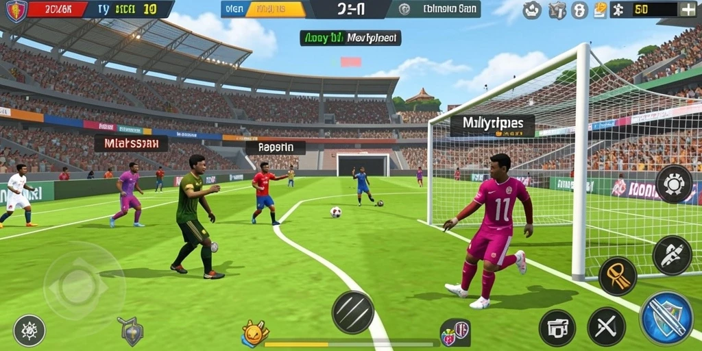 Screenshot menunjukkan karakter utama dalam pertempuran epik.